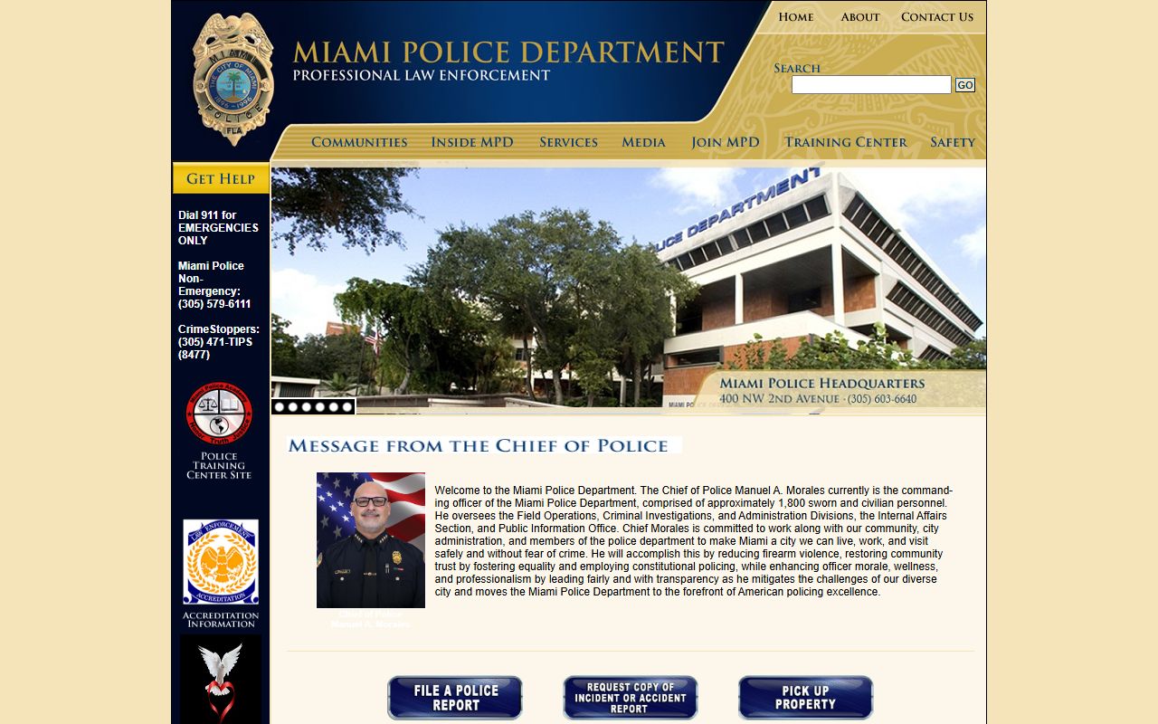 Miami Police Department building where arrests are processed for county jail booking