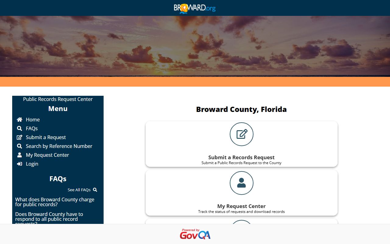Broward County GovQA public records request system