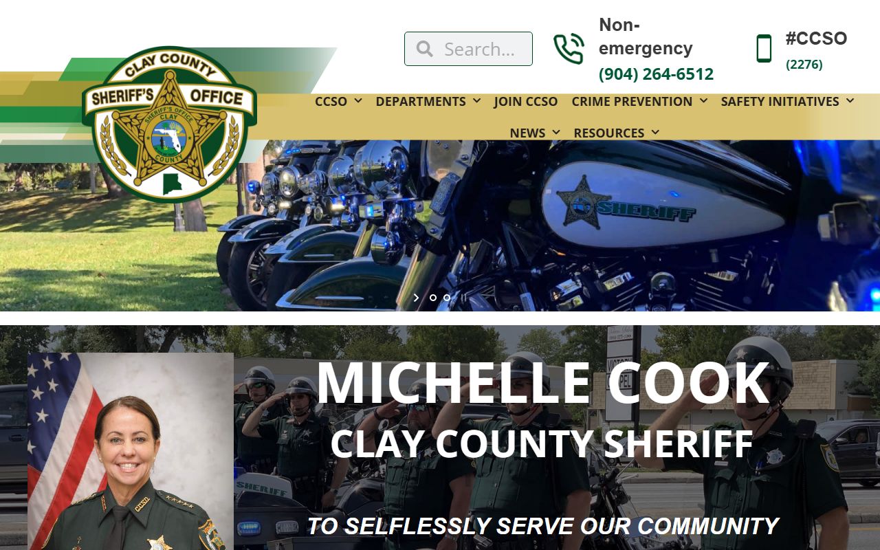 Clay County Sheriff's Office homepage with inmate search