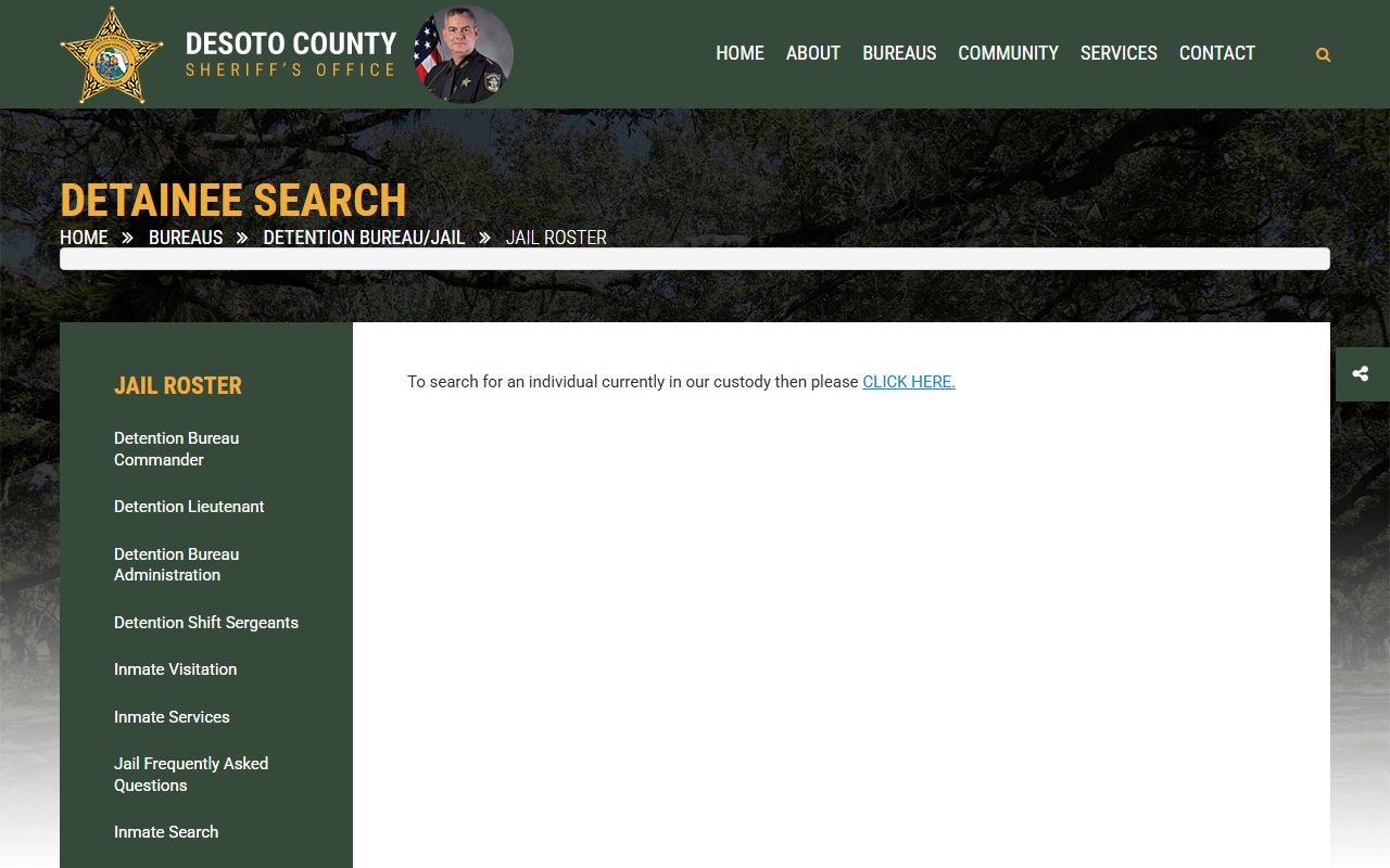 DeSoto County jail roster page