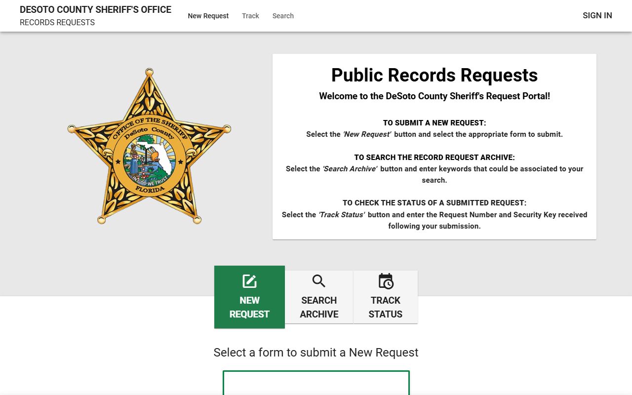 DeSoto County public records request portal