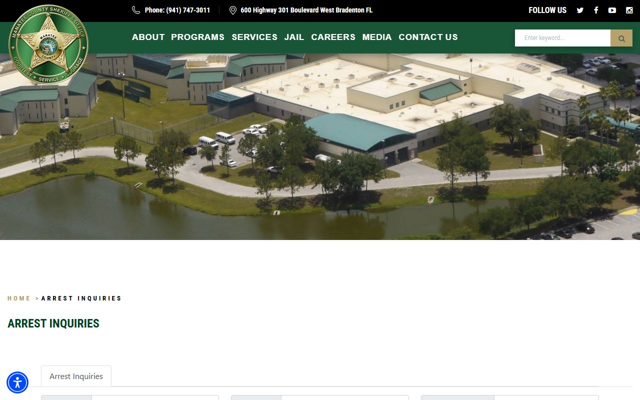 Manatee County arrest inquiry for jail mugshots