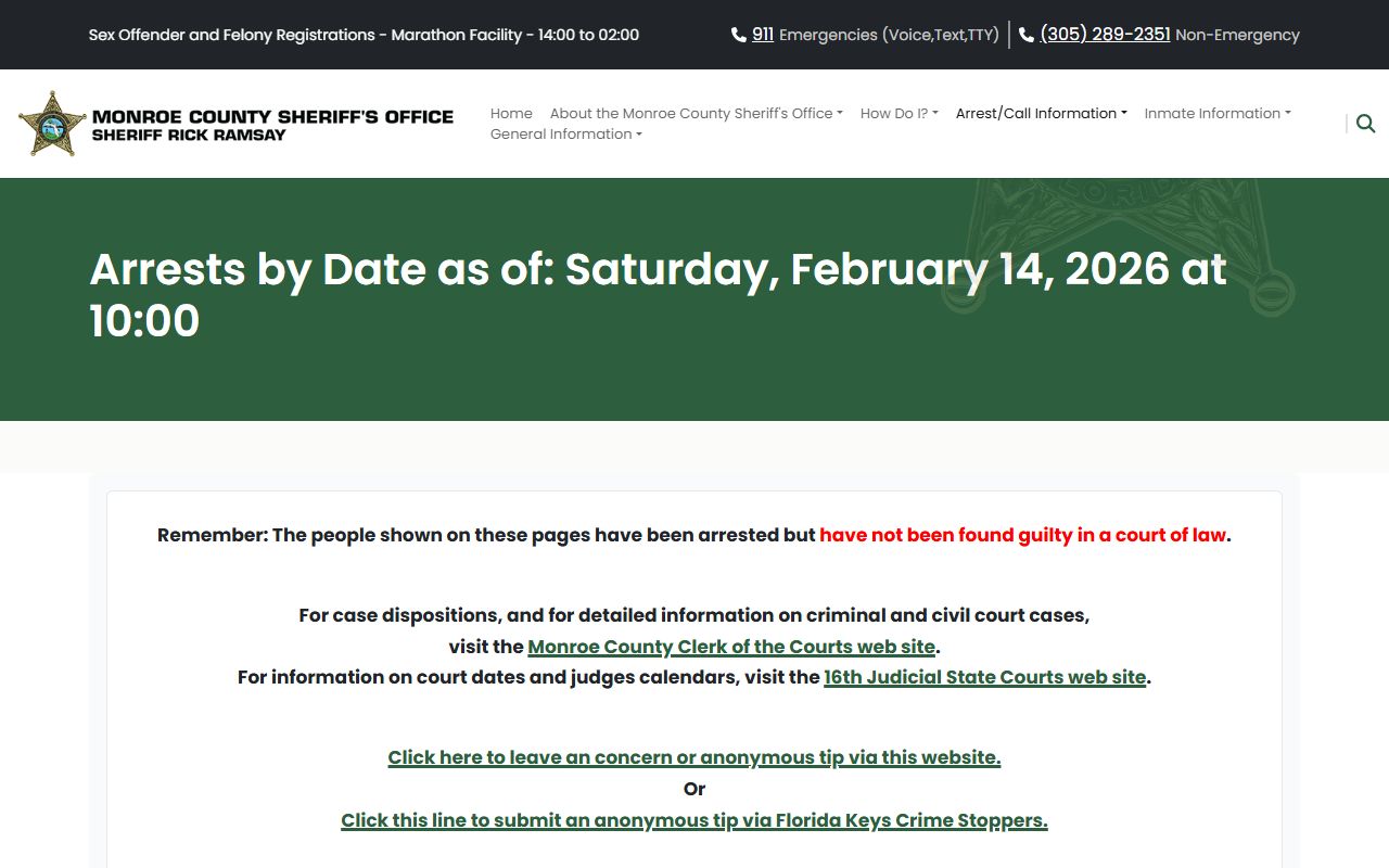 Monroe County arrest search for jail mugshots