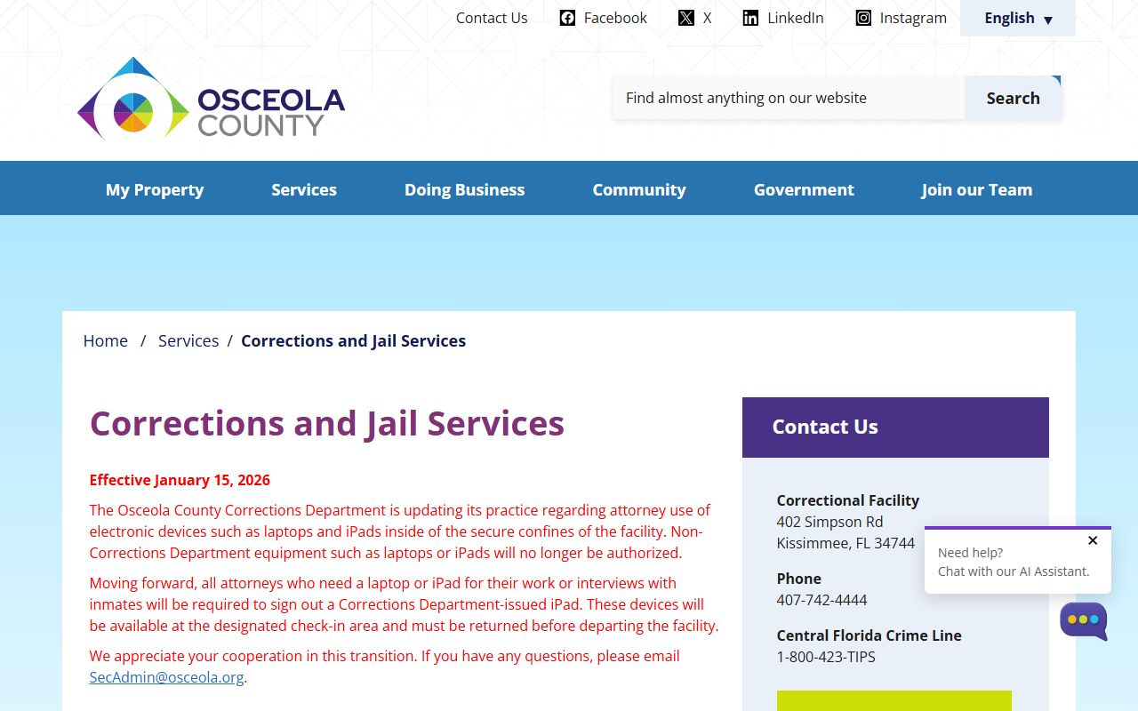 Osceola County corrections department and jail mugshots