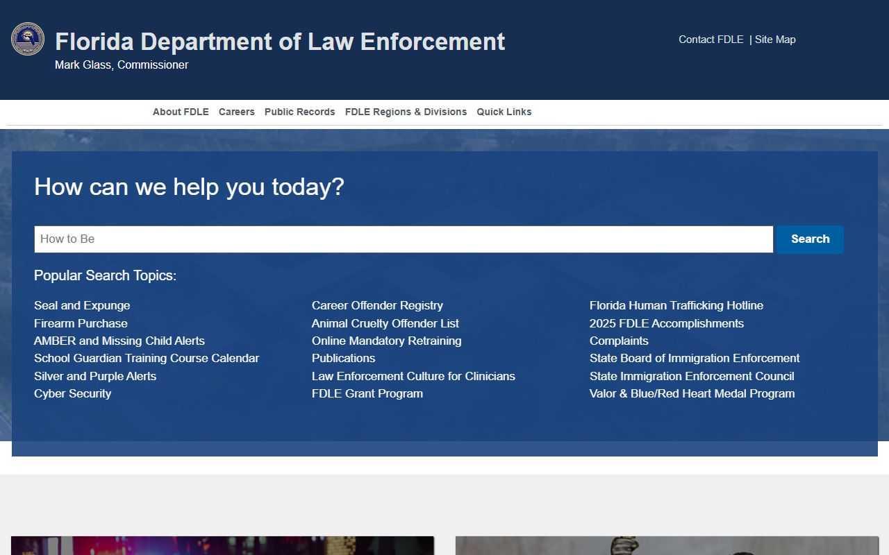 Florida law enforcement portal for mugshot searches